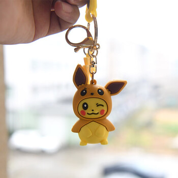 钥匙扣包包宠物精灵宝可梦伊布学生书包链挂饰儿童玩具变装皮卡丘挂件