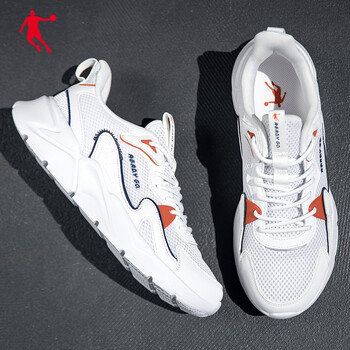 男鞋子运动鞋缓震跑步鞋休闲鞋男士品牌透气网面鞋春季 乔丹白/丝绒蓝