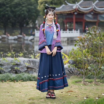 亲在贵州苗族服装女长款全套夏季苗疆少女服饰异域风情复古民族风