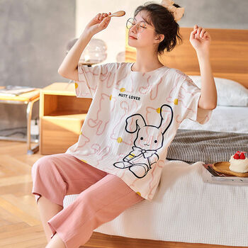 韵菲利女生睡衣夏季女式居家服夏款学生家居服夏天凉快少女高中生两件