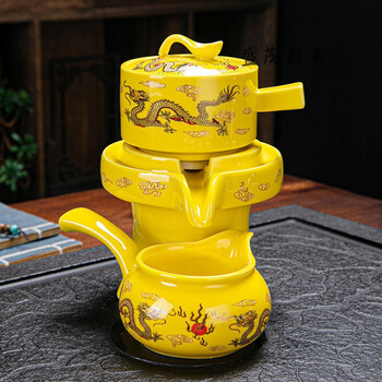 自动茶具单个懒人石磨旋转出水功夫茶壶复古时来运转自动冲泡茶器黄龙