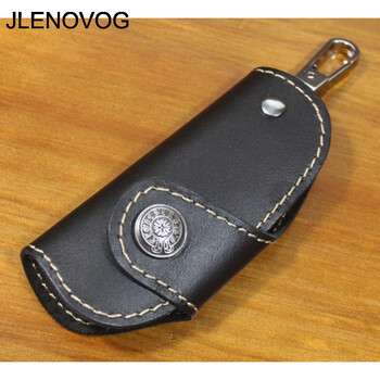 jlenovog头层牛皮锁匙包汽车钥匙包男腰挂车钥匙扣简约 黑色