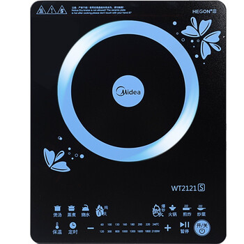 
                                        美的（Midea）电磁炉 哑光防滑面板 独立操控按键 四重防水 八档火力 一键爆炒 C21-WT2121（标配汤锅+炒锅）                