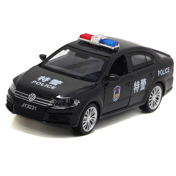 1:32大众朗逸 特警警车模型玩具合金回力车 黑色