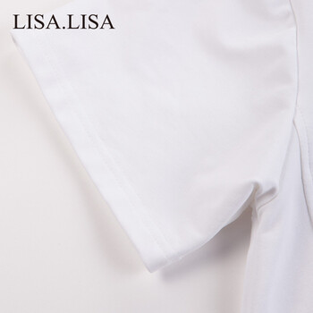 LisaLisa女装2015年夏季短款露肚脐t恤经典白色短袖T 时尚清新 白色