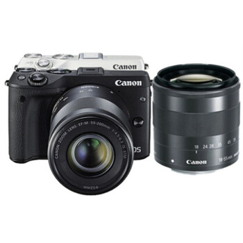 佳能（Canon）EOS M3（18-55mm f/3.5-5.6 IS STM、55-200mm f/4.5-6.3 IS STM）微型单电双头套机 黑色