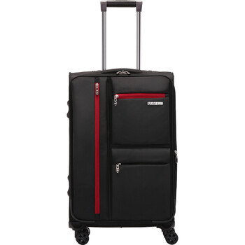 SUISSEWIN耐磨牛津布拉杆箱万向轮登机布箱旅行箱防泼水行李箱20吋黑色6007