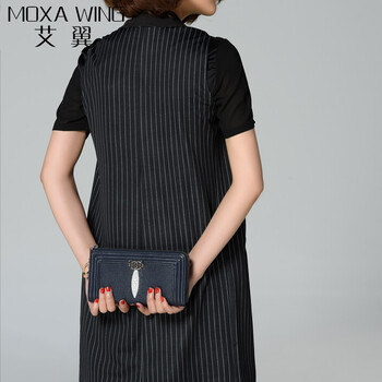 MOXA WING/艾翼 超大牌定制款女装四季百搭长款英伦范条纹马甲外套 撞色领口 黑色 XXL