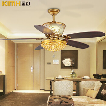 金幻吊扇灯风扇灯奢华水晶灯具客厅餐厅吊灯 52寸壁控版LED4W+18W必须2火1零线