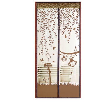 紫梦园 免穿磁性纱门 防蚊门帘窗纱 新款门帘加密 磁性软纱门 免穿防蚊子门 小猴子紫色90*210