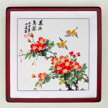 胡开喜手绘花鸟画真迹葡萄紫藤紫气东来硕果累累电表箱装饰画带实木框