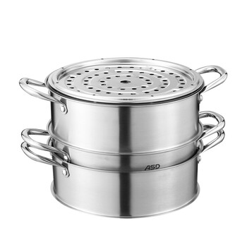 爱仕达烹饪工具 ASD 28厘米三层不窜味不锈钢蒸锅 电磁炉通用 QL1528S