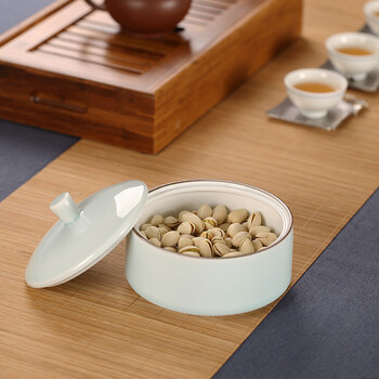 
                                        饮致 陶瓷茶叶罐景德镇仿古色釉储茶罐大号茶仓平盖存茶罐 孔雀绿                