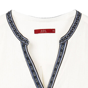 ESPRIT EDC 女士V领长袖白色衬衫-015CC1F019C 白色250 150/76A