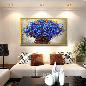 
                                        丝蒂奇SIDIQI现代新中式纯手绘艺术油画客厅挂画餐厅装饰画时尚家居壁饰抽象花卉有框画/红 B款 高40*宽80                