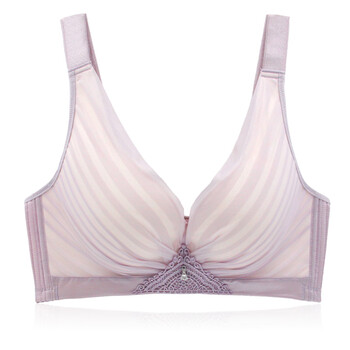 奴芝 聚拢无钢圈文胸调整型胸罩女士蕾丝性感内衣 灰紫 80c