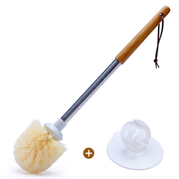 素一素二楠竹长柄马桶刷子套装创意免打孔厕所刷卫生间清洁刷 马桶刷