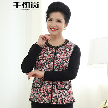 
                                        千仞岗冬款女装羽绒服 中老年花色马夹内恤妈妈装羽绒马甲内胆8062 937黑色 2XL/180                