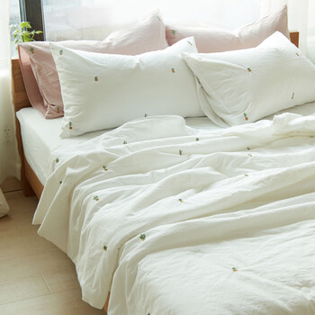 凌水洗棉夏凉被双人空调被全棉薄被子小清新韩版棉可水洗2米夏被 白色