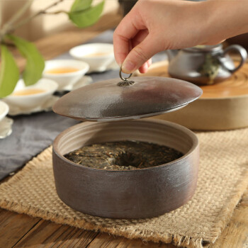 复原柴烧茶叶罐 普洱茶叶罐陶土一号普洱醒茶罐密封储物罐 柴烧茶叶罐
