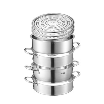 爱仕达烹饪工具 ASD 28厘米三层不窜味不锈钢蒸锅 电磁炉通用 QL1528S