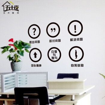 
                                                            五十夜创意字母符号办公室团队文化墙贴纸公司背景墙壁纸墙纸企业墙面装饰学生宿舍教室玻璃门贴画防撞励志 B款黑色 定制大号【6个一套】                