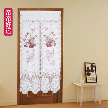 帘帘好运 加长花卉针织印花台湾日式风水门帘 85宽175高 送杆