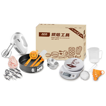 ACA/北美电器ABT-MP12 烘焙工具套装12件套打蛋器电子称刮刀量杯饼干模具蛋糕模具