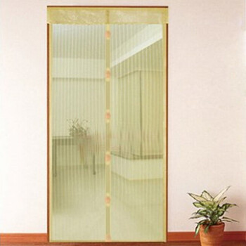 普润 免穿磁条软纱门 防蚊 防蝇 门帘-米色（条纹鸟扣款） 90cm*210cm
