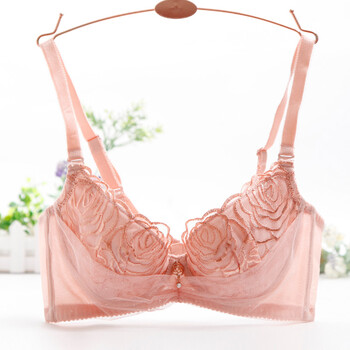 刺绣金边文胸聚拢调整型内衣女士性感胸罩品牌正品 粉红色 75c