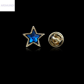 五角星领针蓝色小星星领花男女钮扣胸针迷你胸花