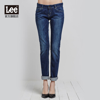 Lee 女士 修身超低腰窄脚牛仔裤LWS403A81A66 深蓝裤长L32 25