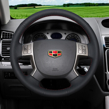 巧手星手缝真皮方向盘套专用于吉利全球鹰gx7帝豪ec715/718把套 ec715