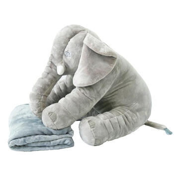 床单动漫二合一猫咪生日礼物玩偶被子大象午睡毛 灰色 毯子款毯子1x1