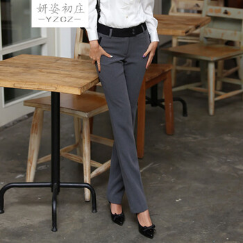 
                                        妍姿初庄  2016秋季新品韩版新款修身女士休闲西装裤长裤女 B787款灰色 M                