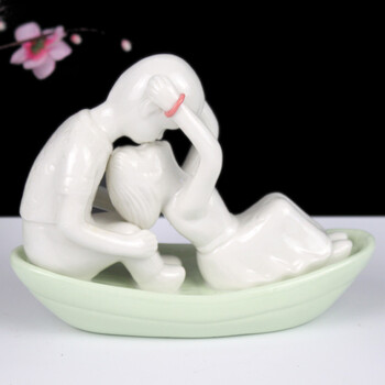 困而学 景德镇陶瓷情侣摆件门厅卧室风雨同舟瓷器家居摆设陶瓷工艺品