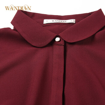 婉甸2015年秋装新品酒红色长袖衬衫1143S41 深红色 M