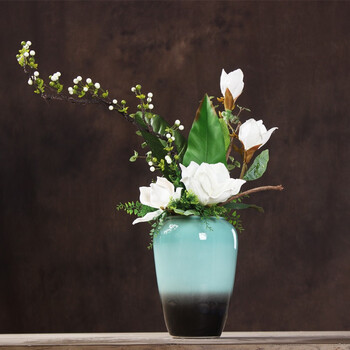 皮皮水 玉兰花盆花套装假花仿真花 客厅室内装饰花卉餐桌花艺摆件插花