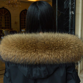大毛领 貉子毛毛领子 羽绒服帽条 狐狸毛领子 帽檐毛草围巾 深色里布