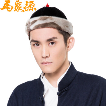 马聚源中老年男士秋冬手工平绒加绒包头地主帽 a绒面海豹缎 56cm