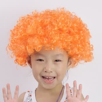 幼儿园儿童表演假发 小丑假发头套4-6岁专用彩色假发爆炸头 桔色