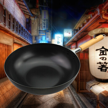 【京东超市】珍珠生活原装进口传统光面加厚铁锅30cm平底无涂层高纯铁炒锅电磁炉通用GP-2052