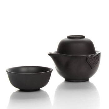 古焱 紫砂快客杯特价茶具套装 个人两人茶具 汝窑冰裂 办公一壶一杯两