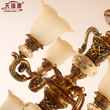 天瑞源 三层欧式大吊灯复式楼梯灯具复古别墅大堂树脂灯饰酒店工程