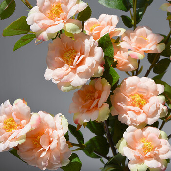 中式仿真花月季茶花假花布艺绢花室内家居客厅电视柜花艺装饰摆件