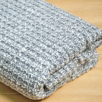 灰白色金丝粗纺毛线布料 秋冬套装大衣外套服装面料