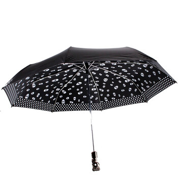 
                                        【京东超市】天堂伞（防晒值UPF50+）黑色骑士黑丝靓胶三折自开收晴雨伞31008E黑图内                