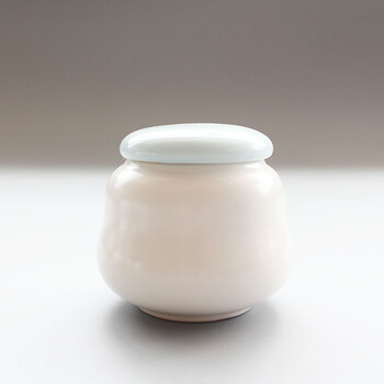 华洛芙 哑光脂白茶叶罐迷你罐陶瓷带盖密封罐香粉罐