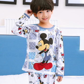 春秋季儿童长袖睡衣棉质宝宝卡通小孩子睡衣男女童装家居服套装 男童