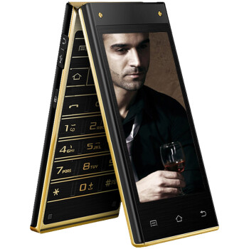 波导 V90 移动4G智能翻盖手机 双卡双待 金黑色
